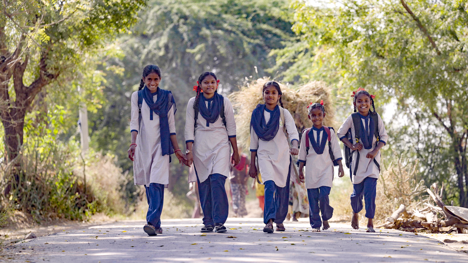 Students walking to school