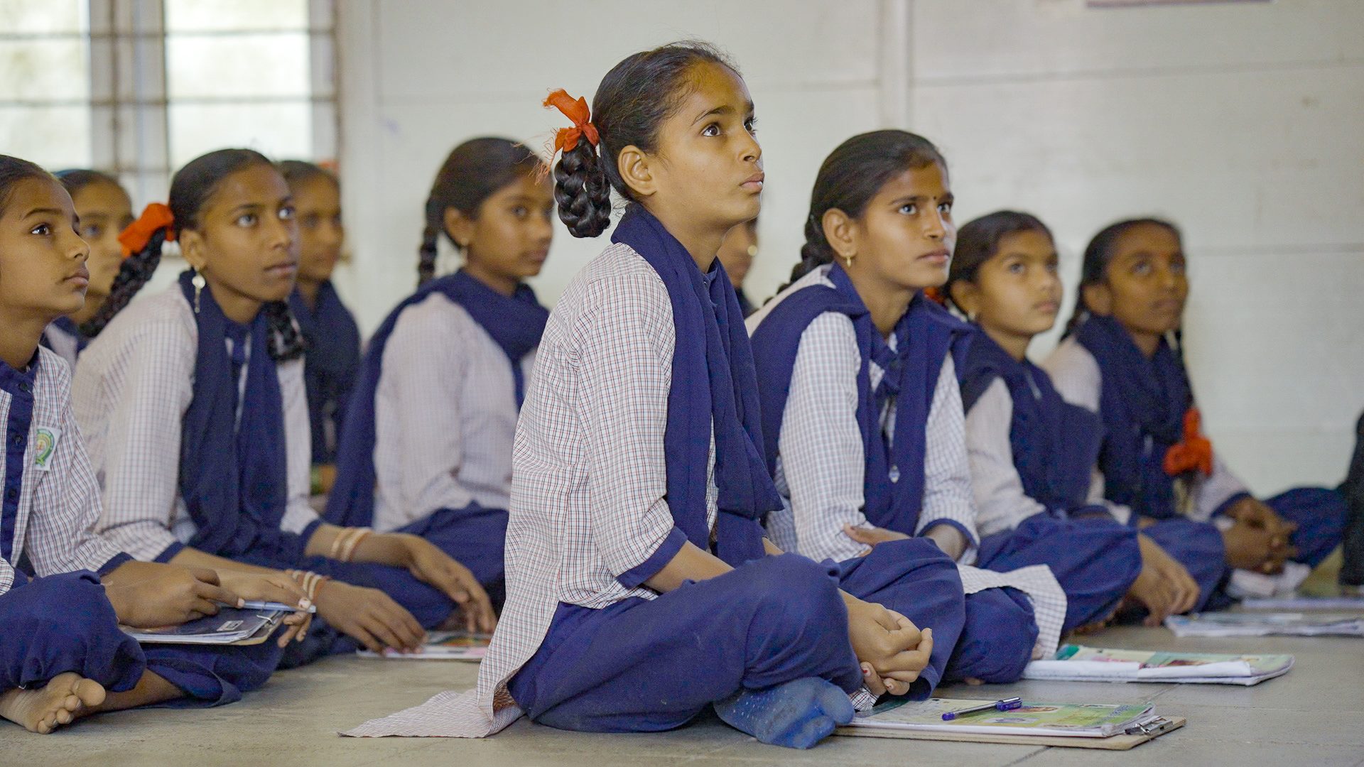Children studying in a classroom