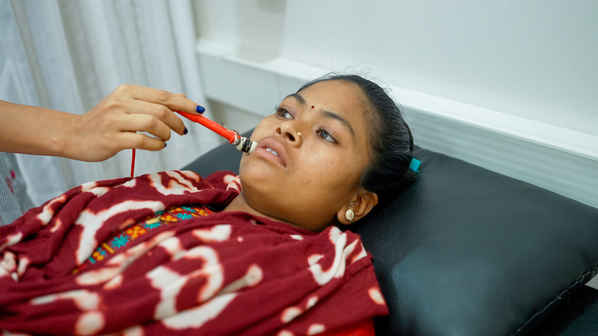 Child receiving a health check-up
